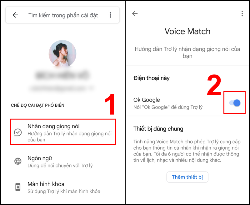 Bật Ok Google